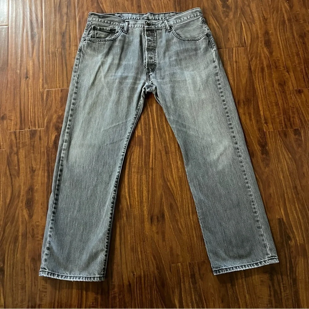 Levi’s 501 Straight Leg Faded Black Button Fly Jeans size 38 x 30